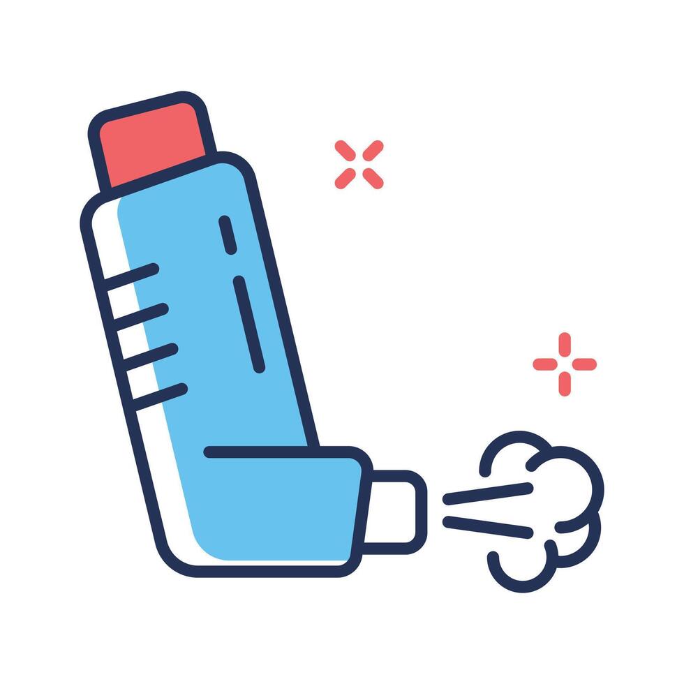 An outline style icon showing inhaler for asthma relief vector