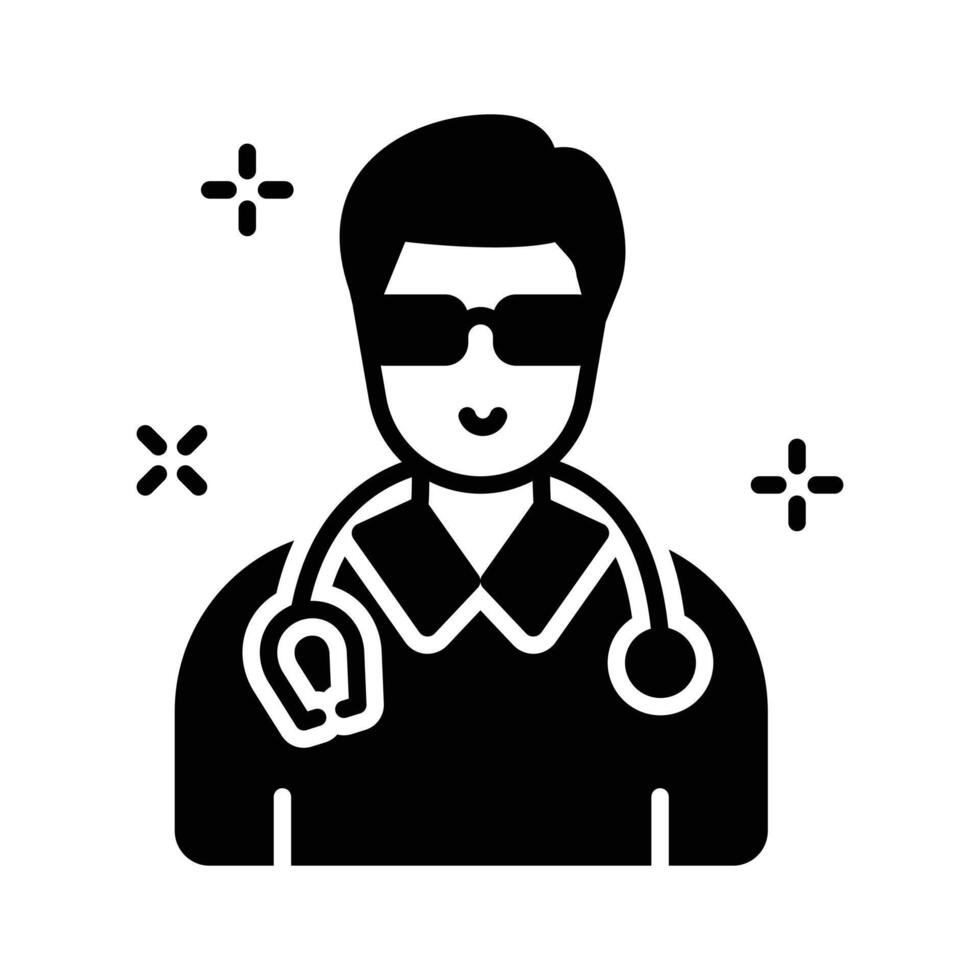Here is a premium glyph style icon of doctor with stethoscope vector