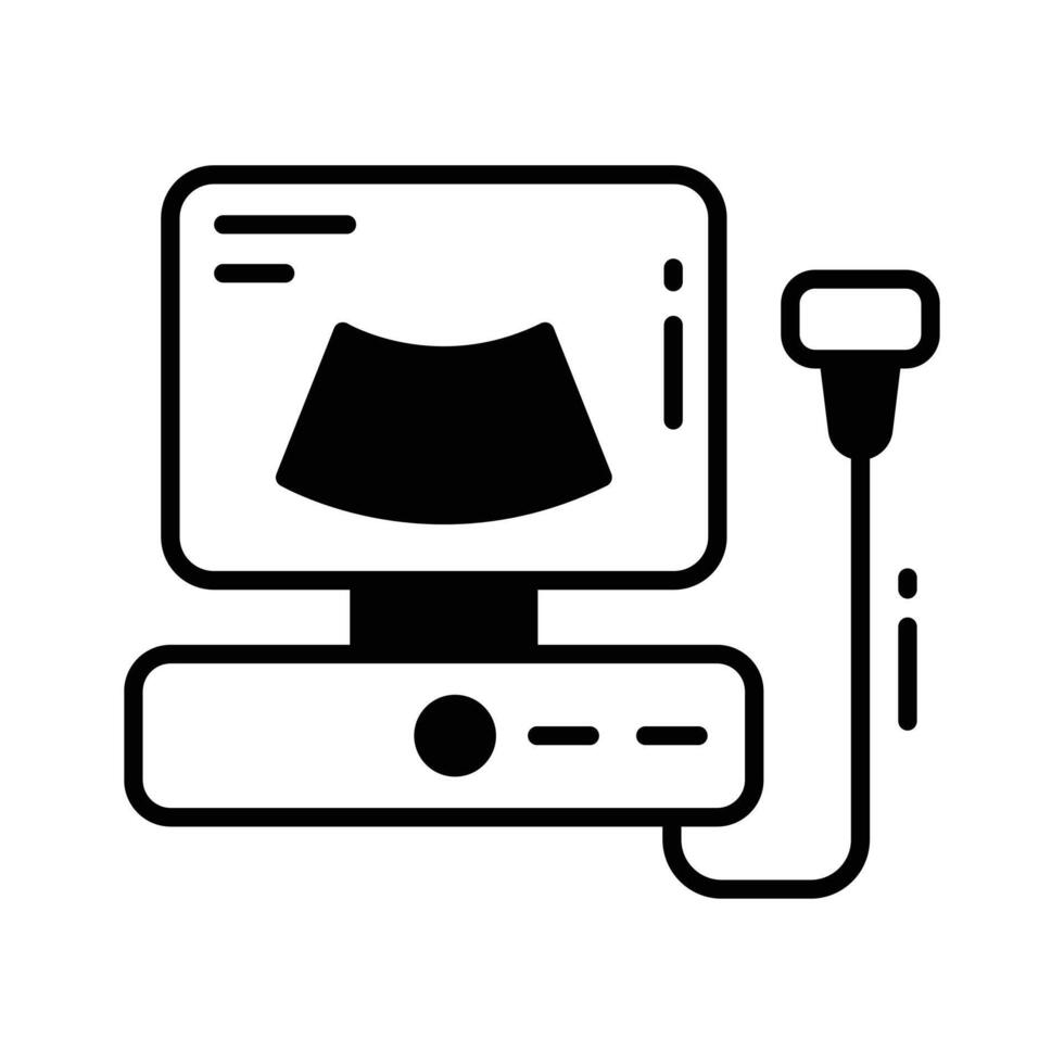 Grab this glyph style icon of ultrasound machine display.. vector