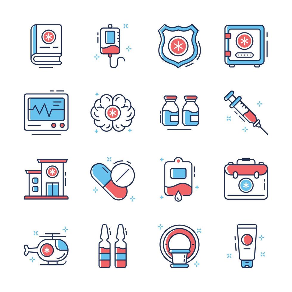Get this handy pack of medical services outline style icons vector