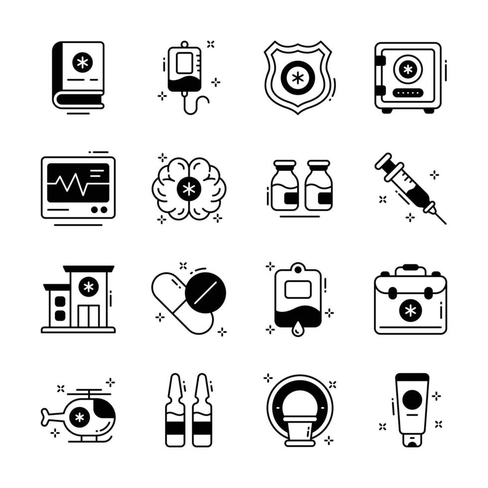 Get this handy pack of medical services glyph style icons. vector