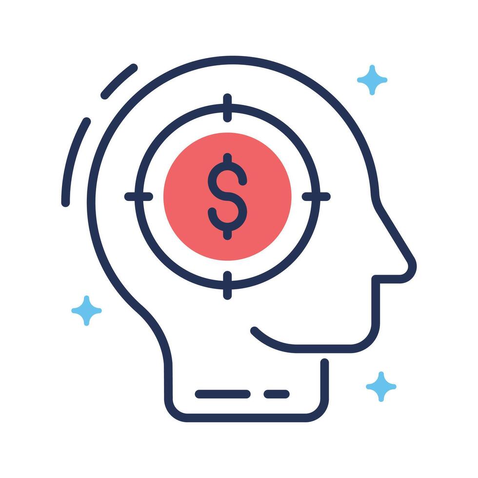 Well designed outline icon of money minded thoughts vector