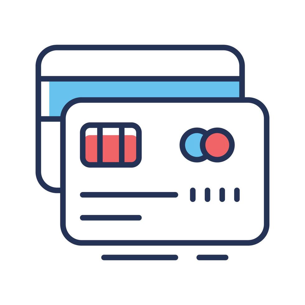 A premium outline icon featuring stacked credit cards vector