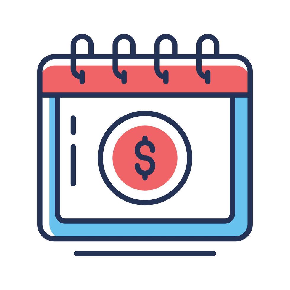Trendy outline icon of monthly payment plan calendar vector