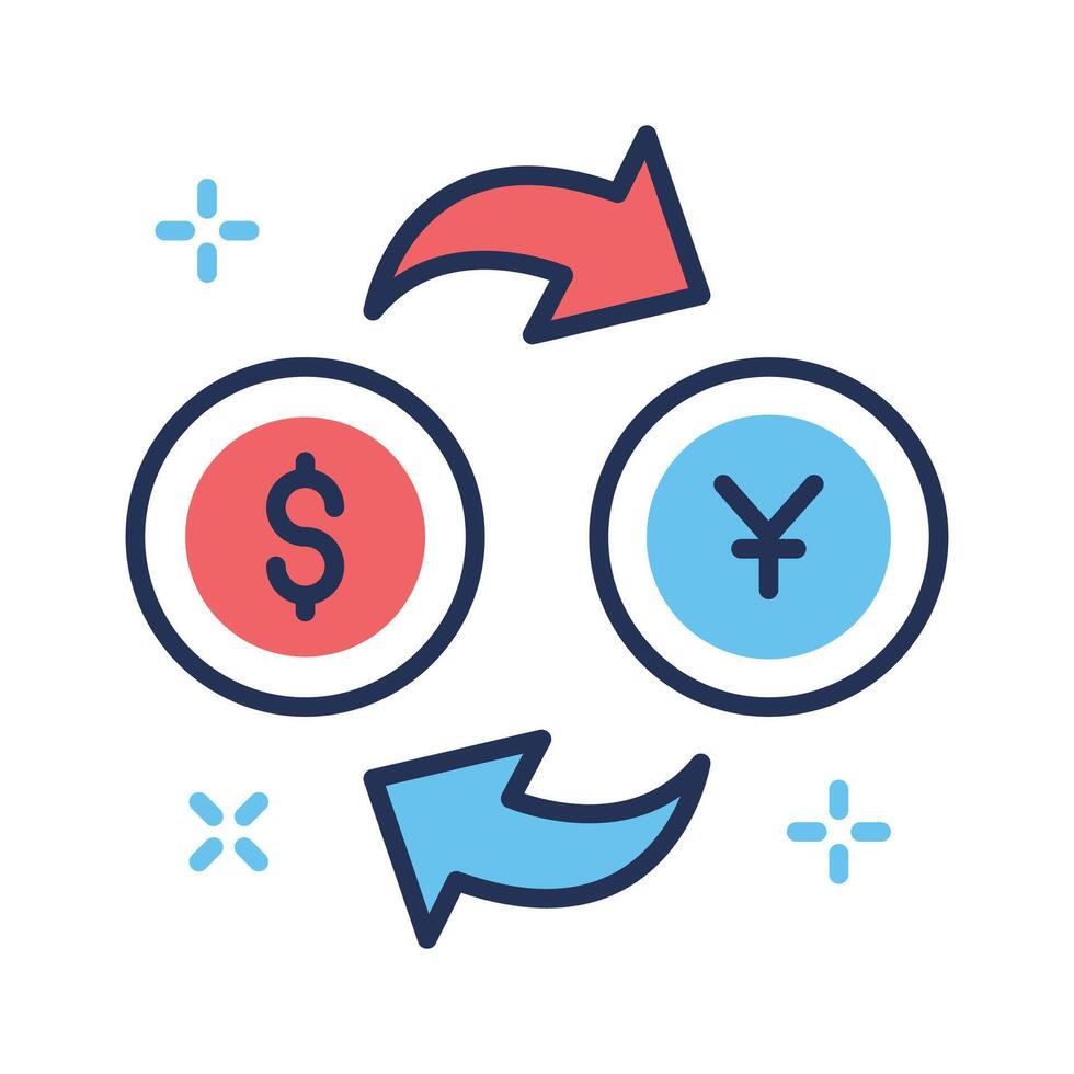 Trendy outline icon of quick exchange money transfer vector