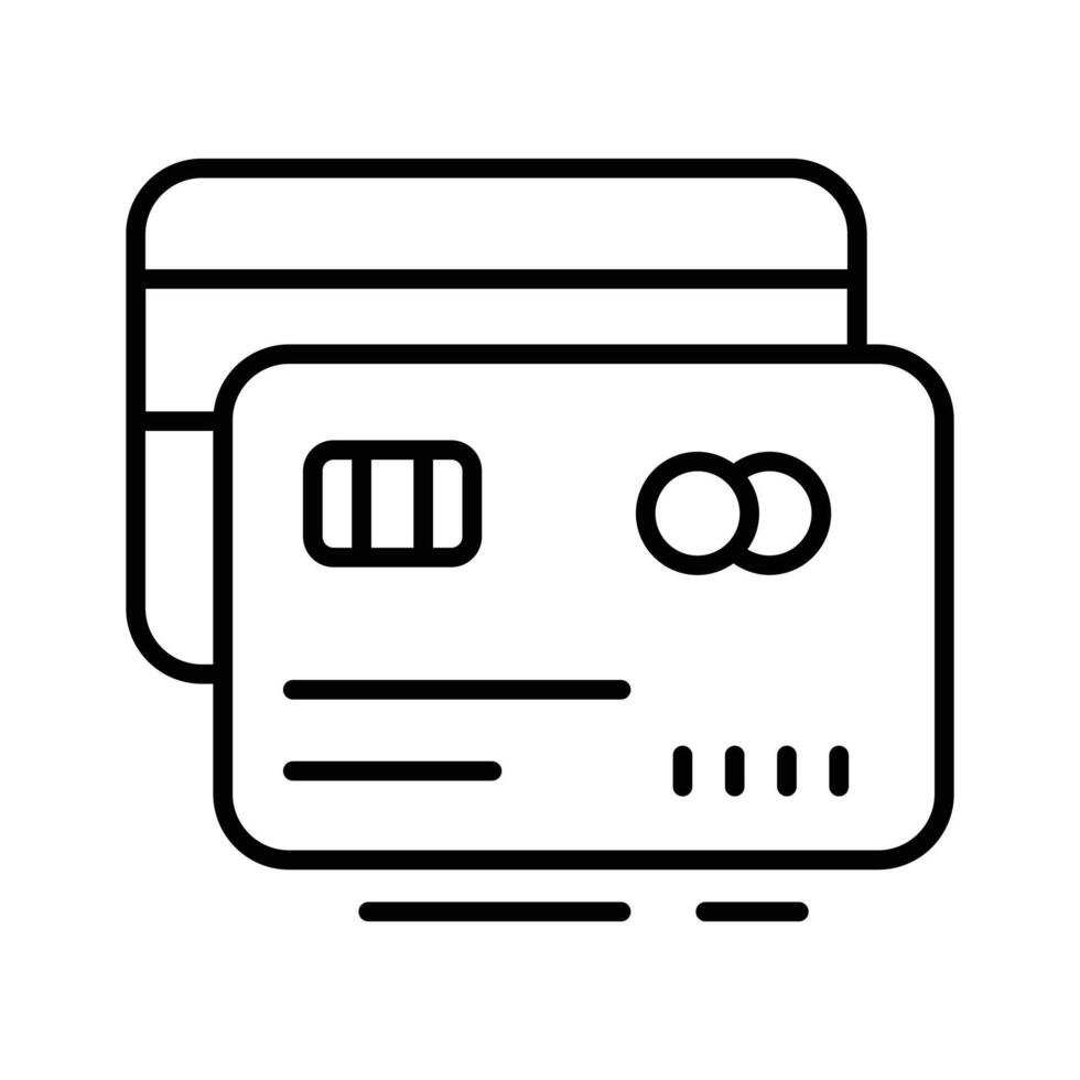 A premium outline icon featuring stacked credit cards. vector