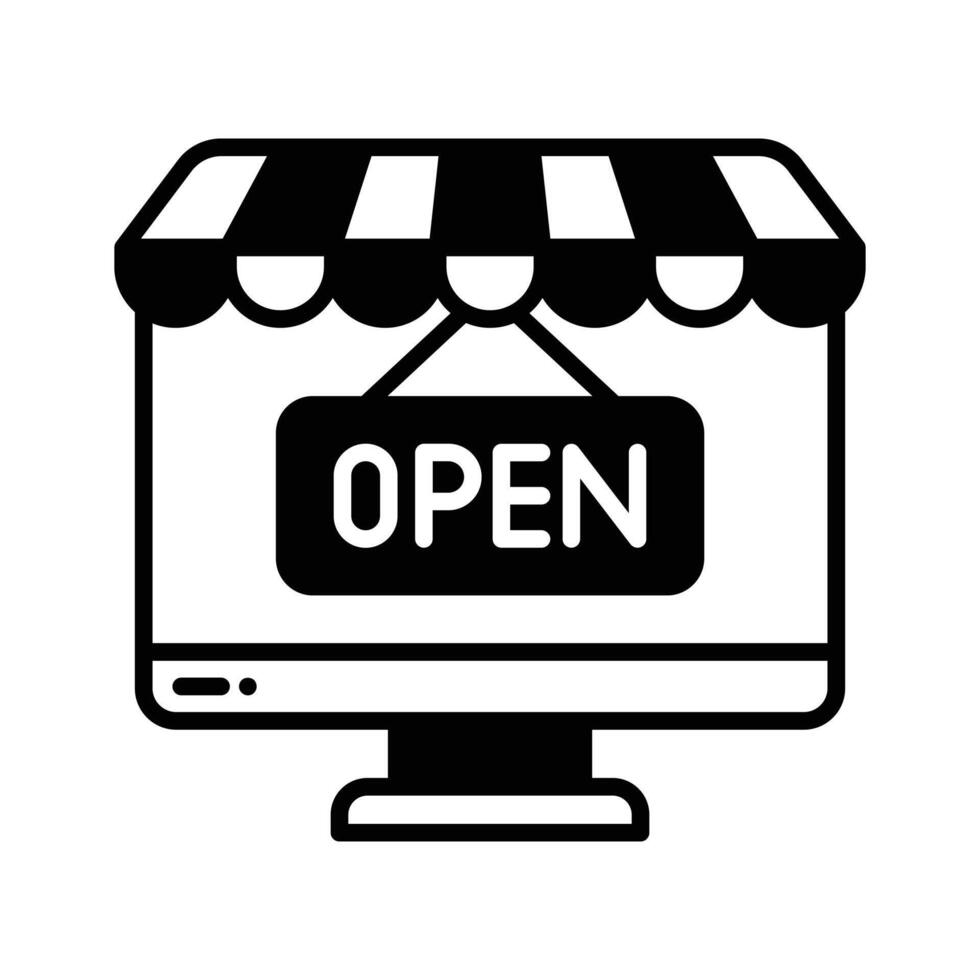 Grab this glyph icon of online shop store. vector