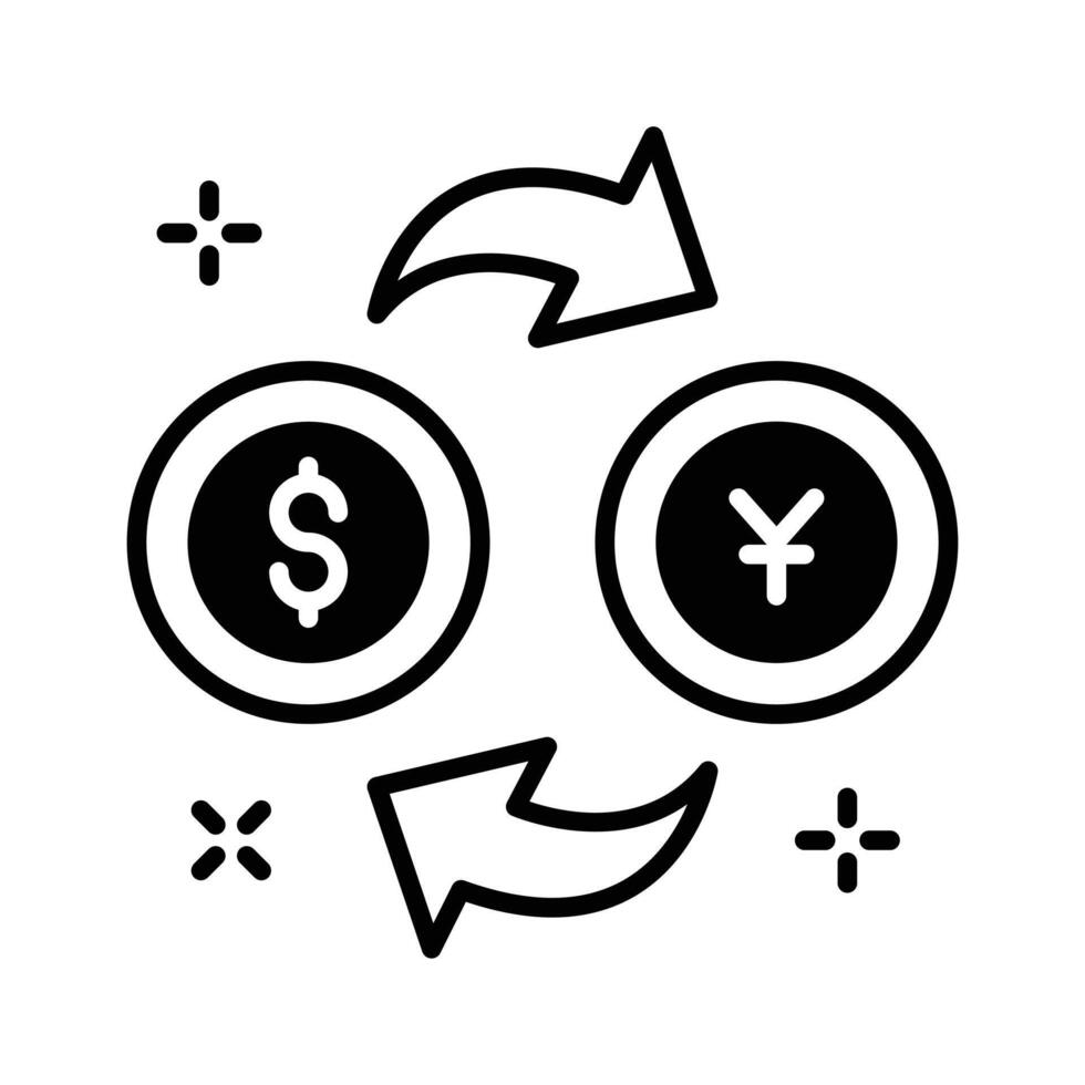 Trendy glyph icon of quick exchange money transfer. vector