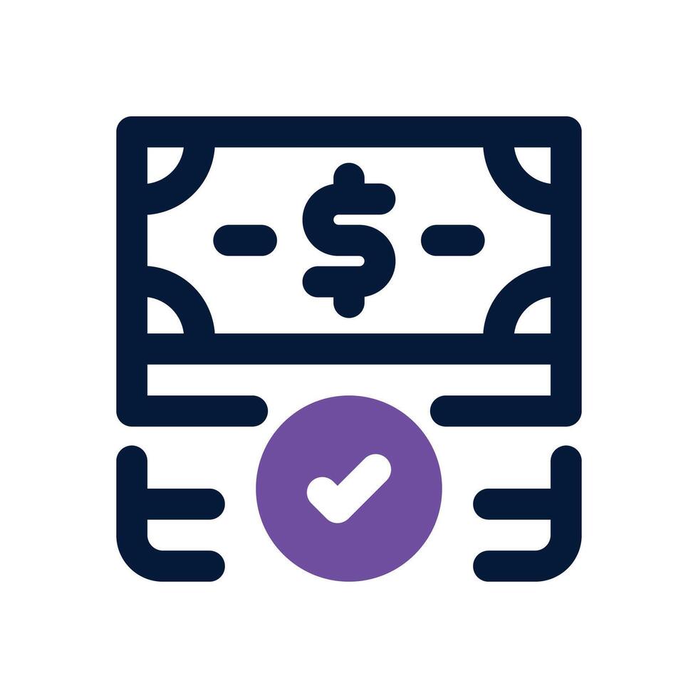 bank notes dual tone icon. Sleek and modern icon for websites and mobile apps. vector