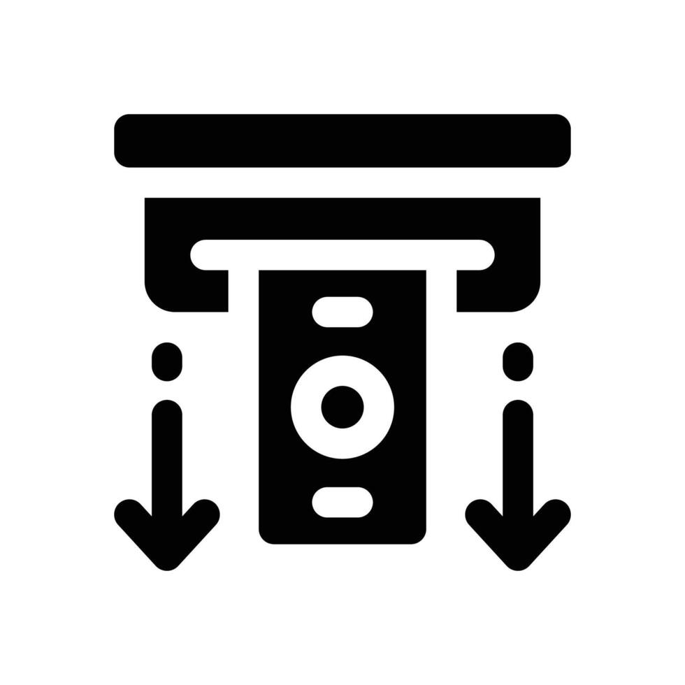 withdrawal glyph icon. Strong and solid icon for websites and mobile apps. vector