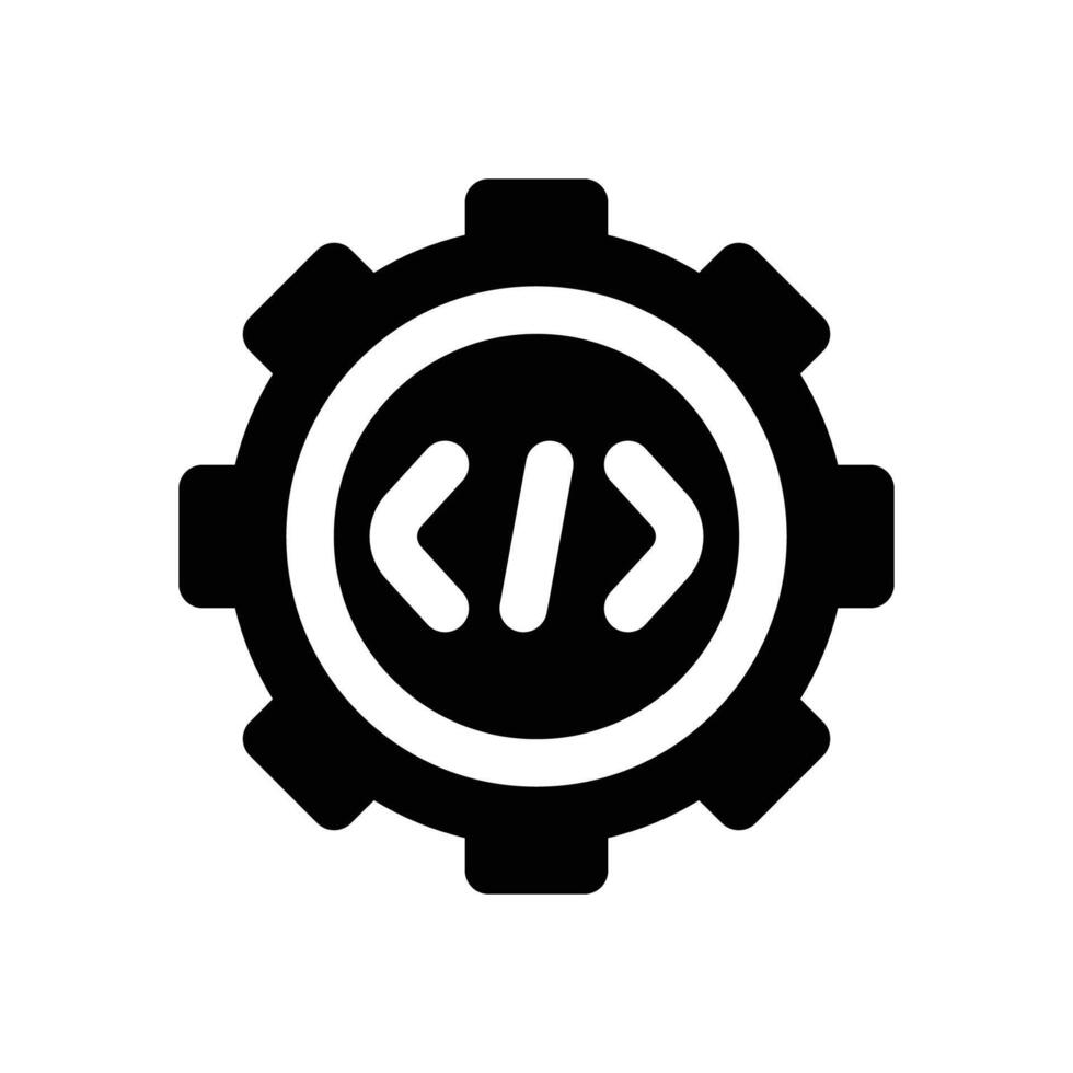 setting code glyph icon. Strong and solid icon for websites and mobile apps. vector