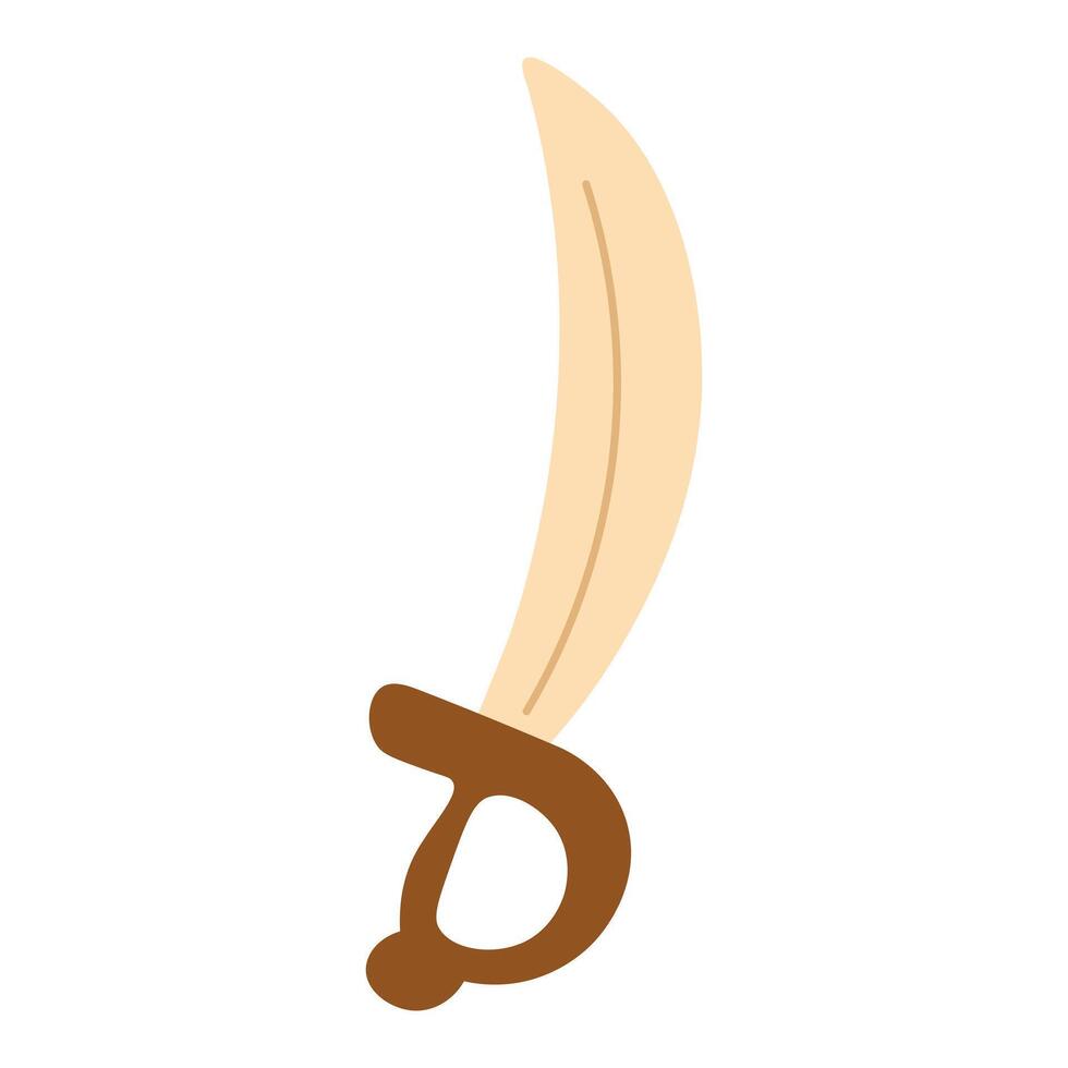 Saber sword icon cartoon illustration. Pirate curved blade . Simple flat scimitar for kids game or app. vector