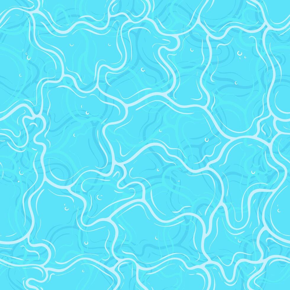 Hand drawn seamless pattern of blue rippled swimming pool, aquatic water surface texture for summertime vector