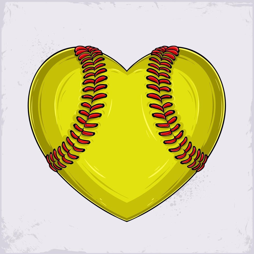 Heart shaped softball graphic illustration vector