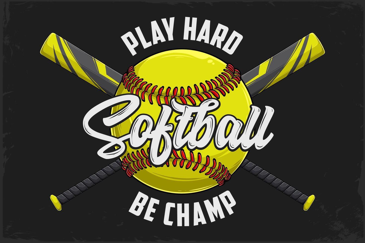 Softball graphic with bats and motivational text vector