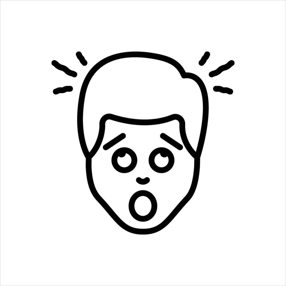Black line icon shocked vector