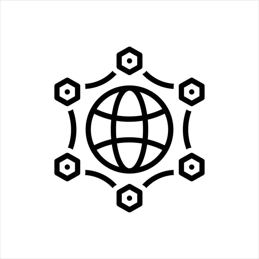 Black line icon networking vector