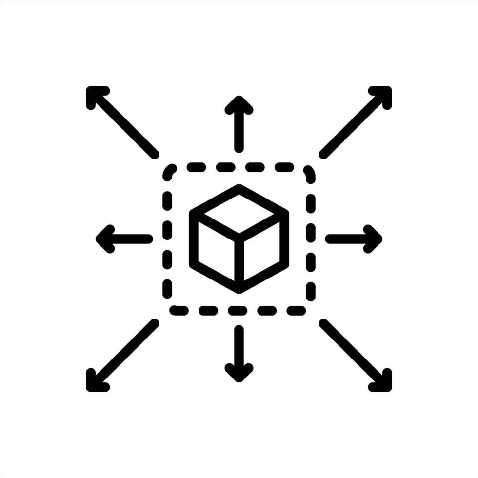 Black line icon dimension vector