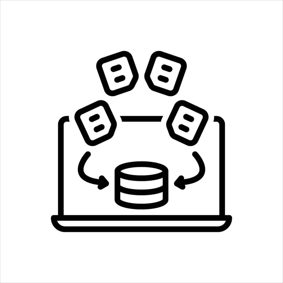 Black line icon data collection vector