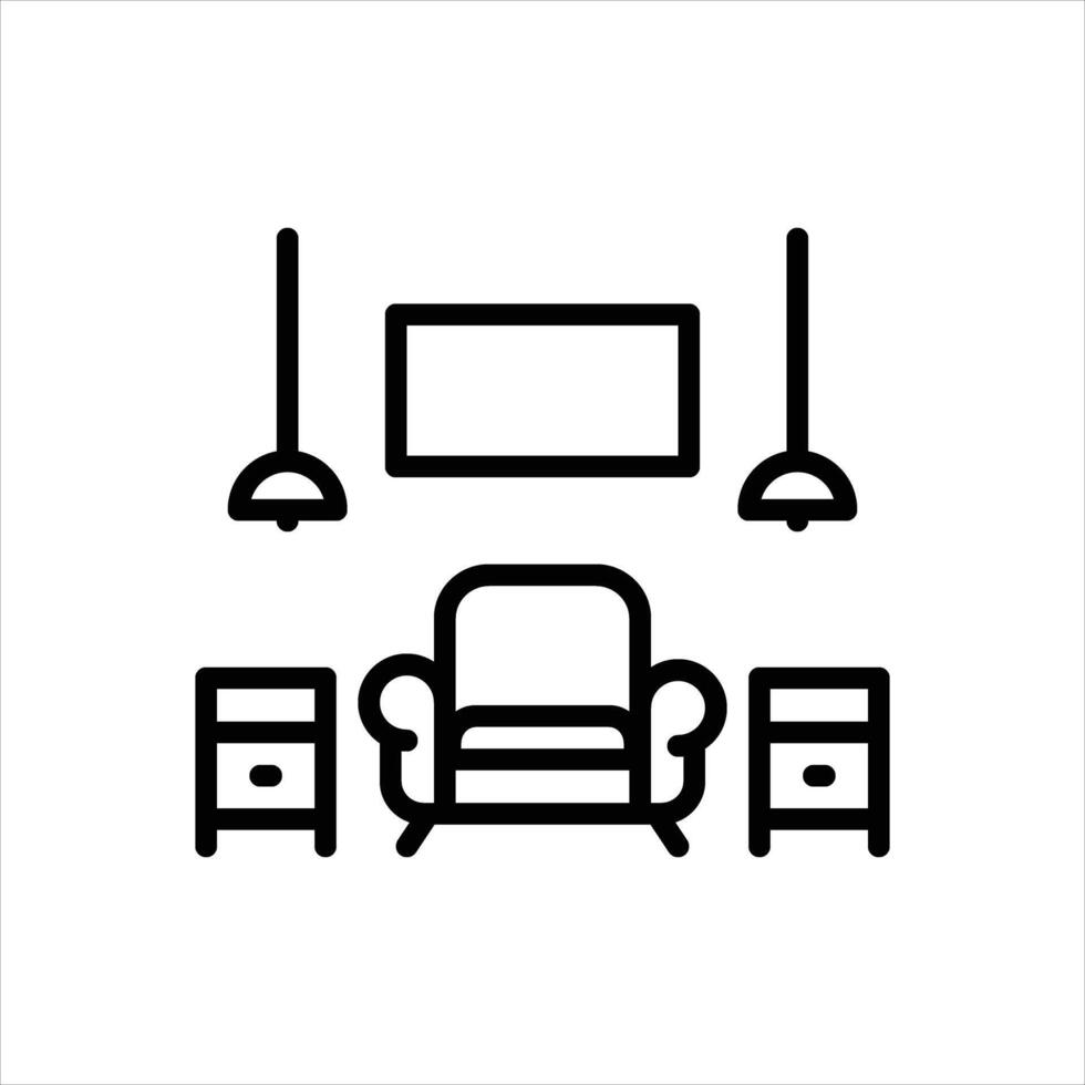 Black line icon furniture vector