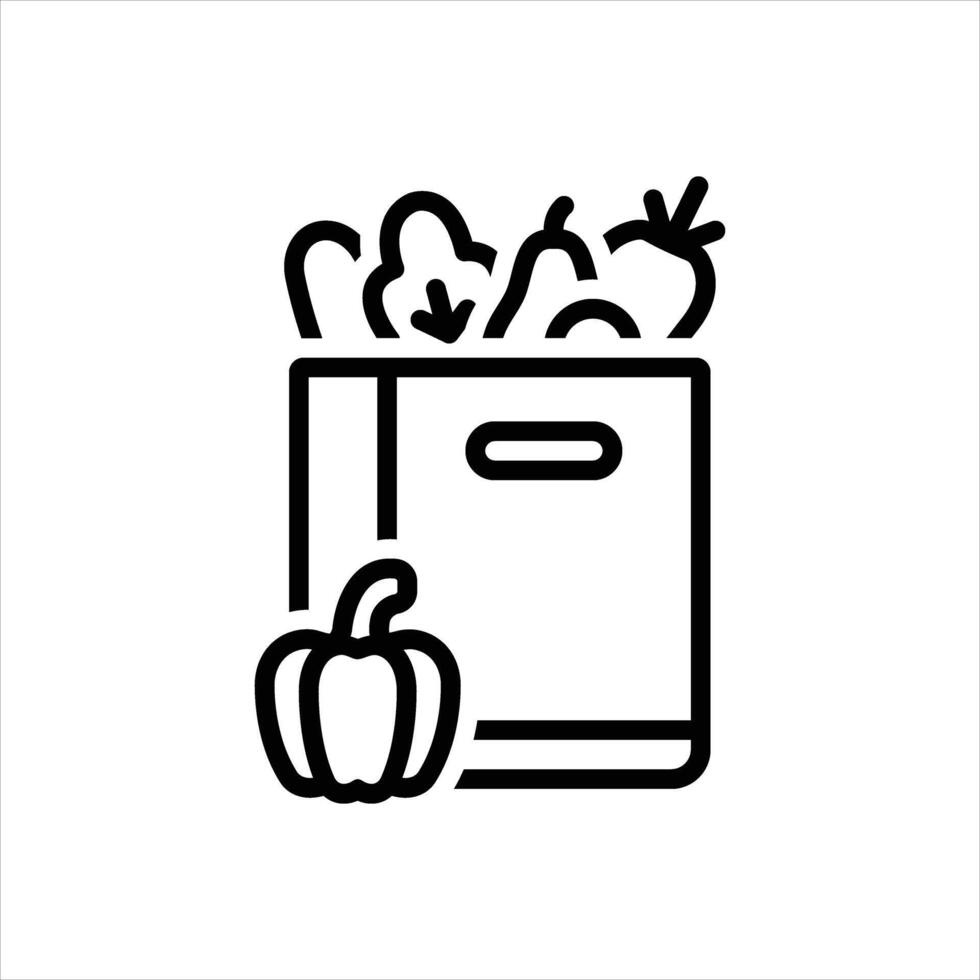 Black line icon organic food vector