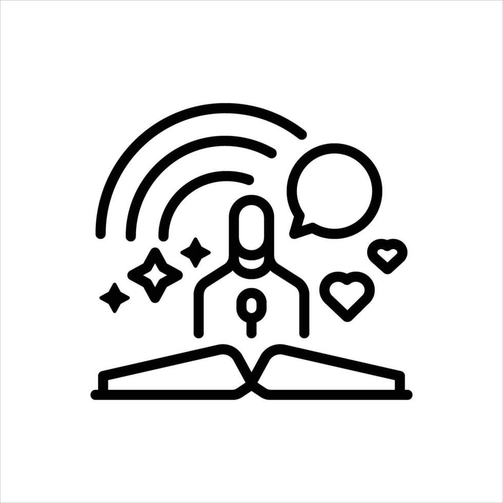 Black line icon storytelling vector