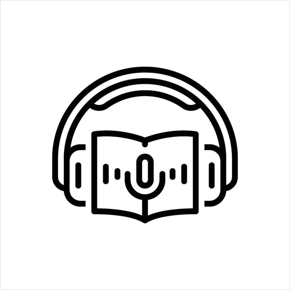 Black line icon audiobook vector