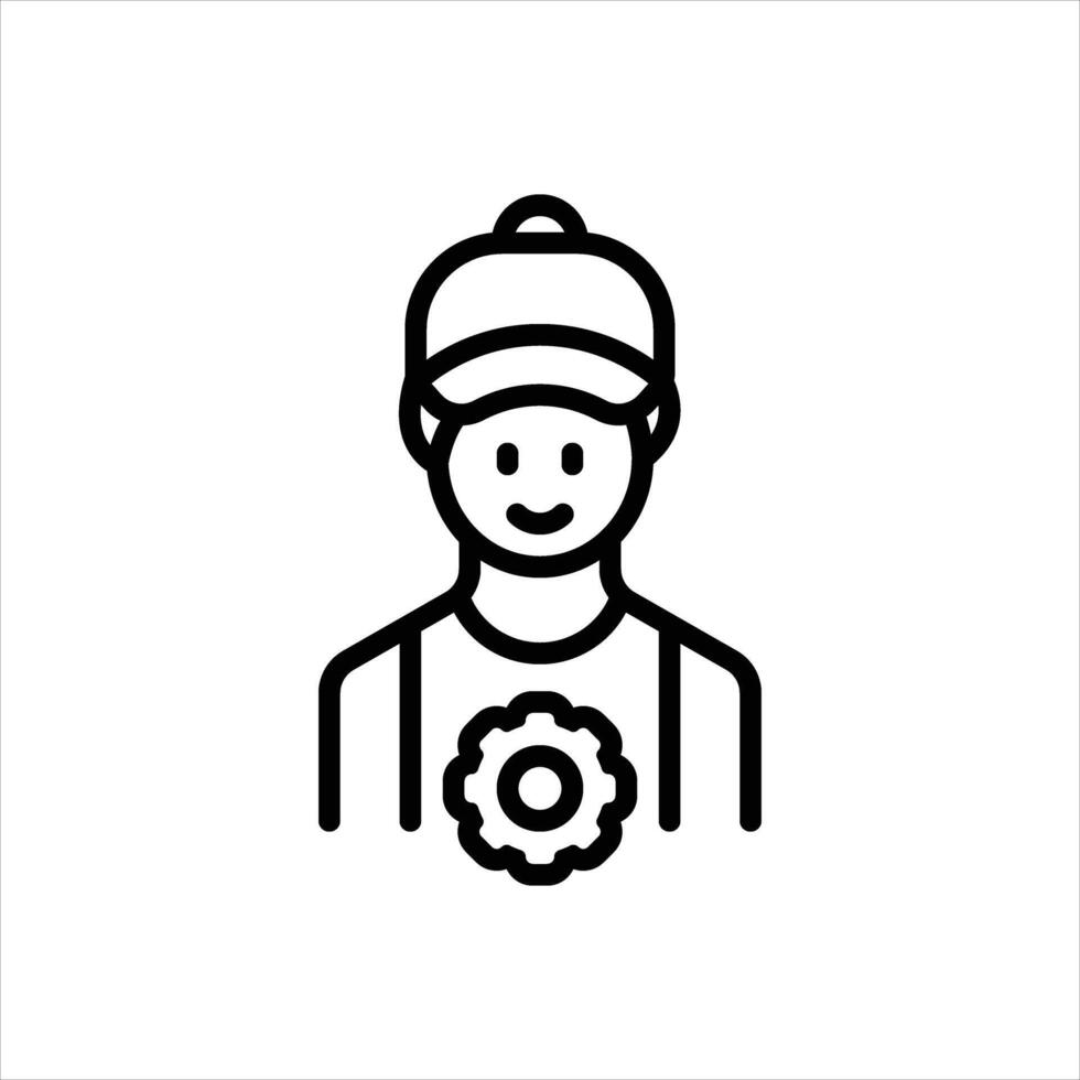 Black line icon repairman vector