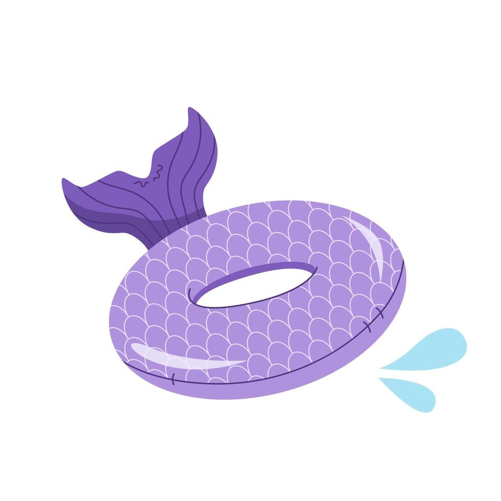 Swimming circles, cute pool in the shape of a mermaid tail vector
