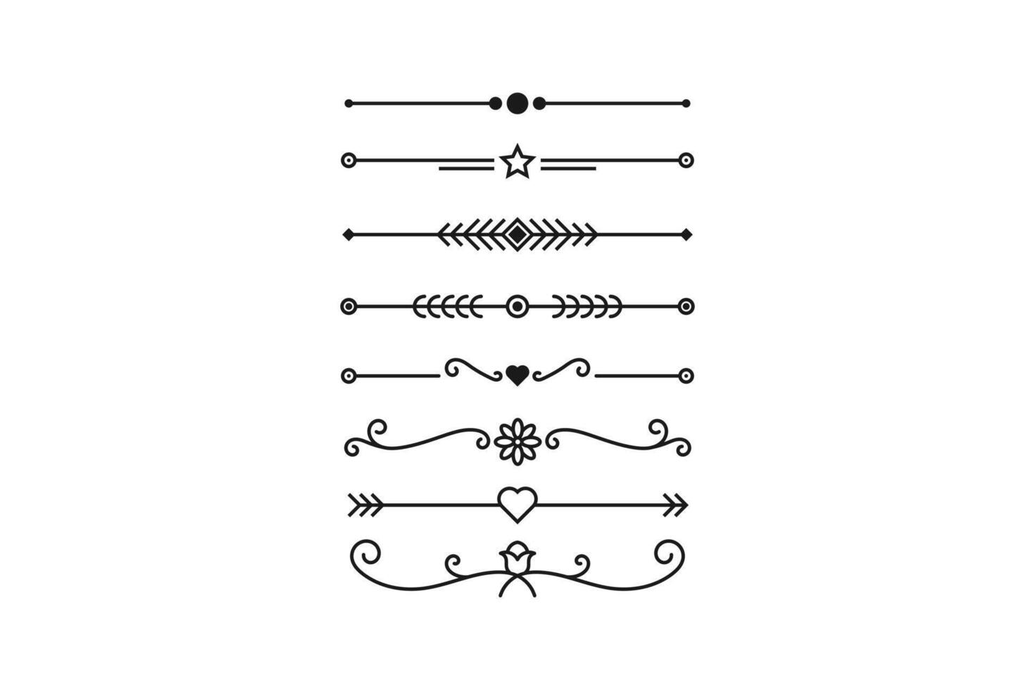 text divider icon line design set vector