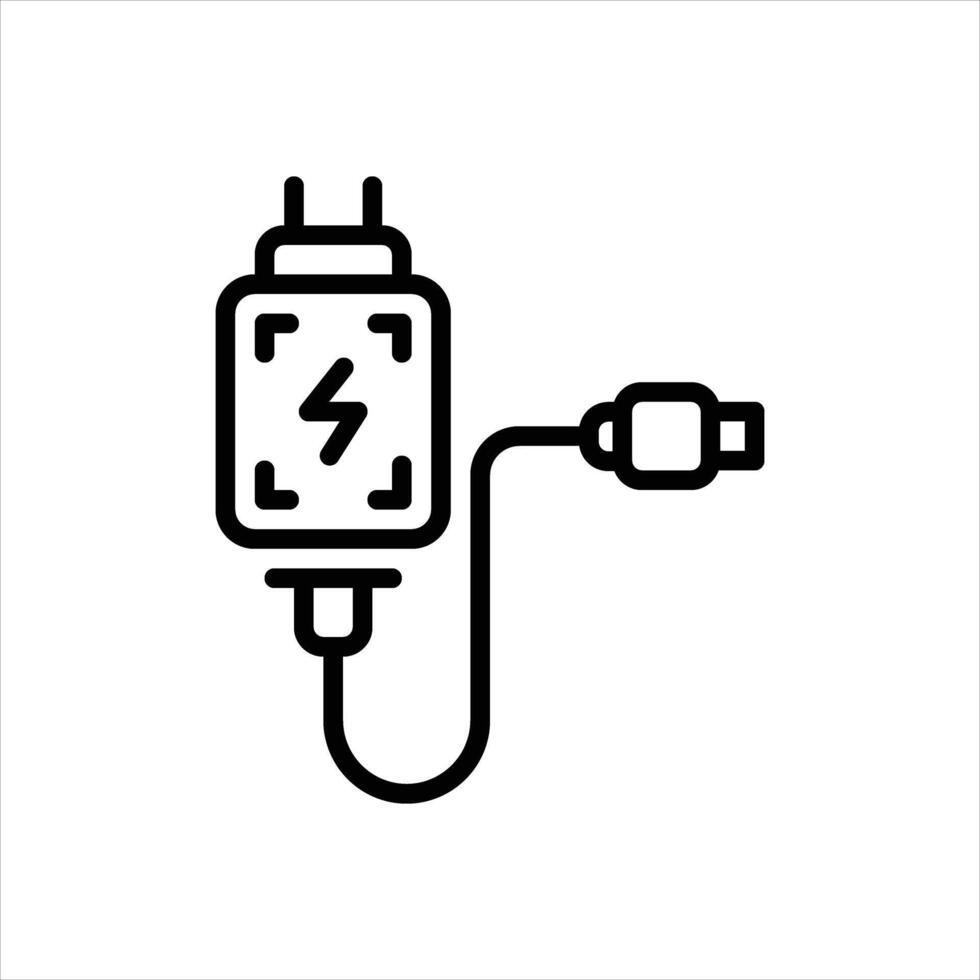 Black line icon charger vector