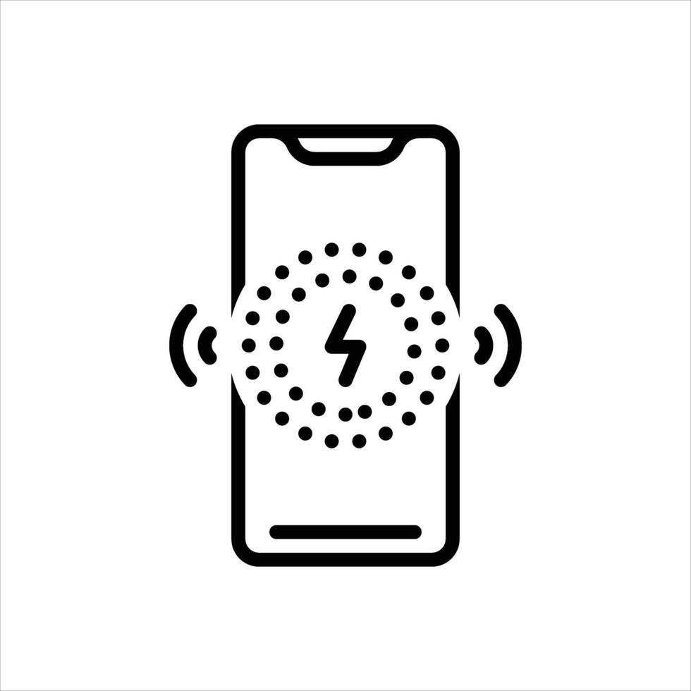 Black line icon wireless charging vector