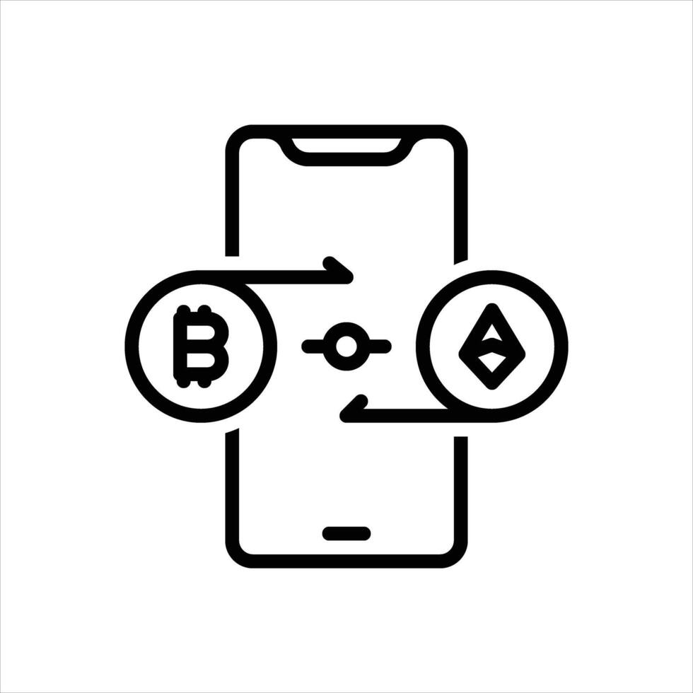 Black line icon cryptocurrency exchange vector