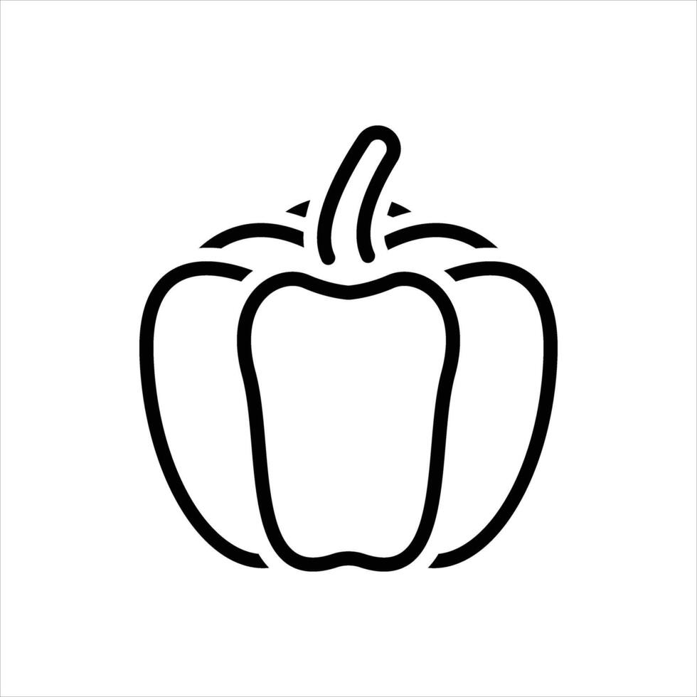 Black line icon bell pepper vector
