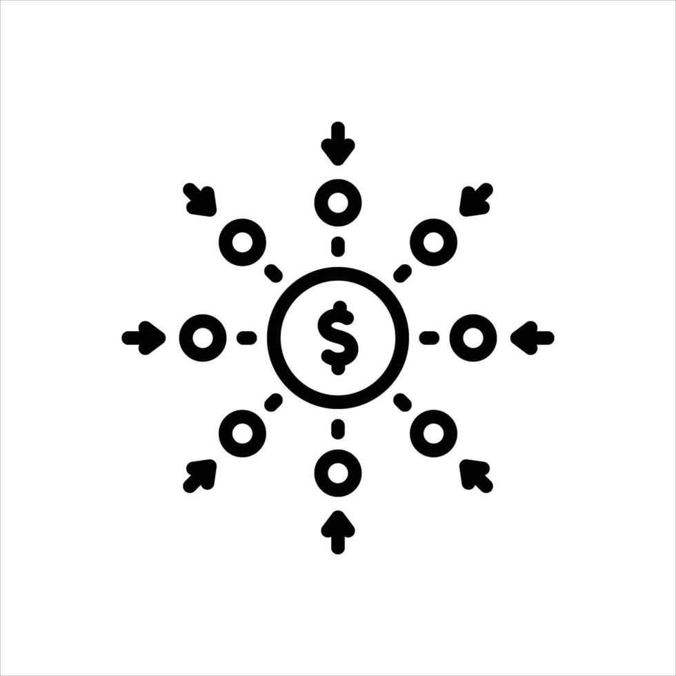 Black line icon centralized finance vector