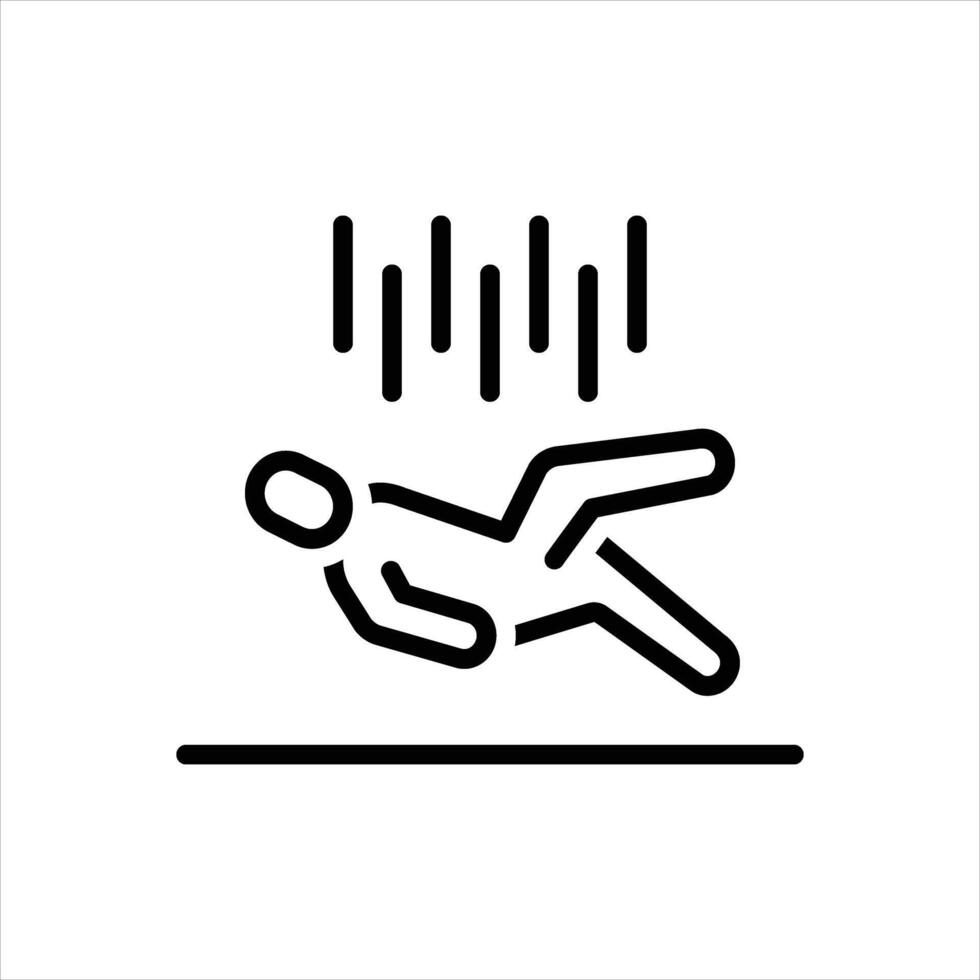 Black line icon falling vector