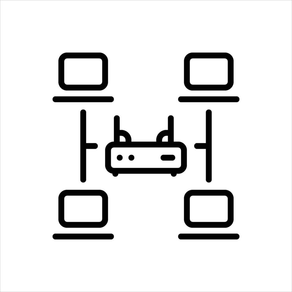 Black line icon devices vector