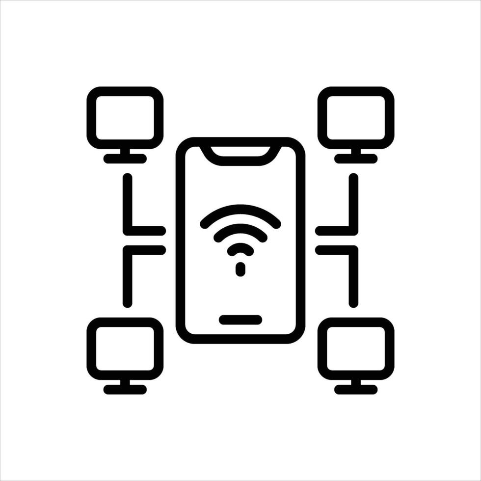 Black line icon online networking vector