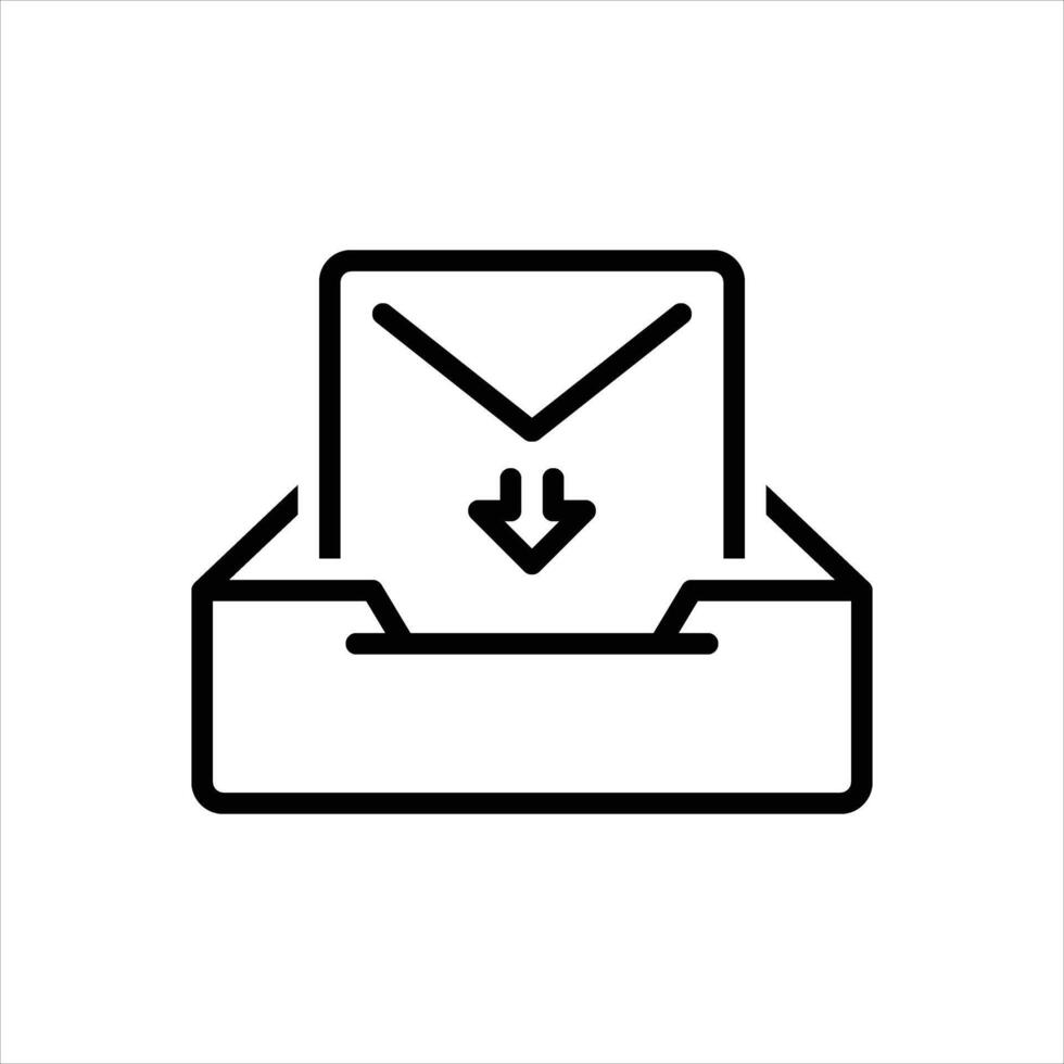 Black line icon inbox vector