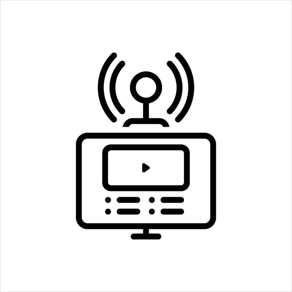 Black line icon broadcasting vector