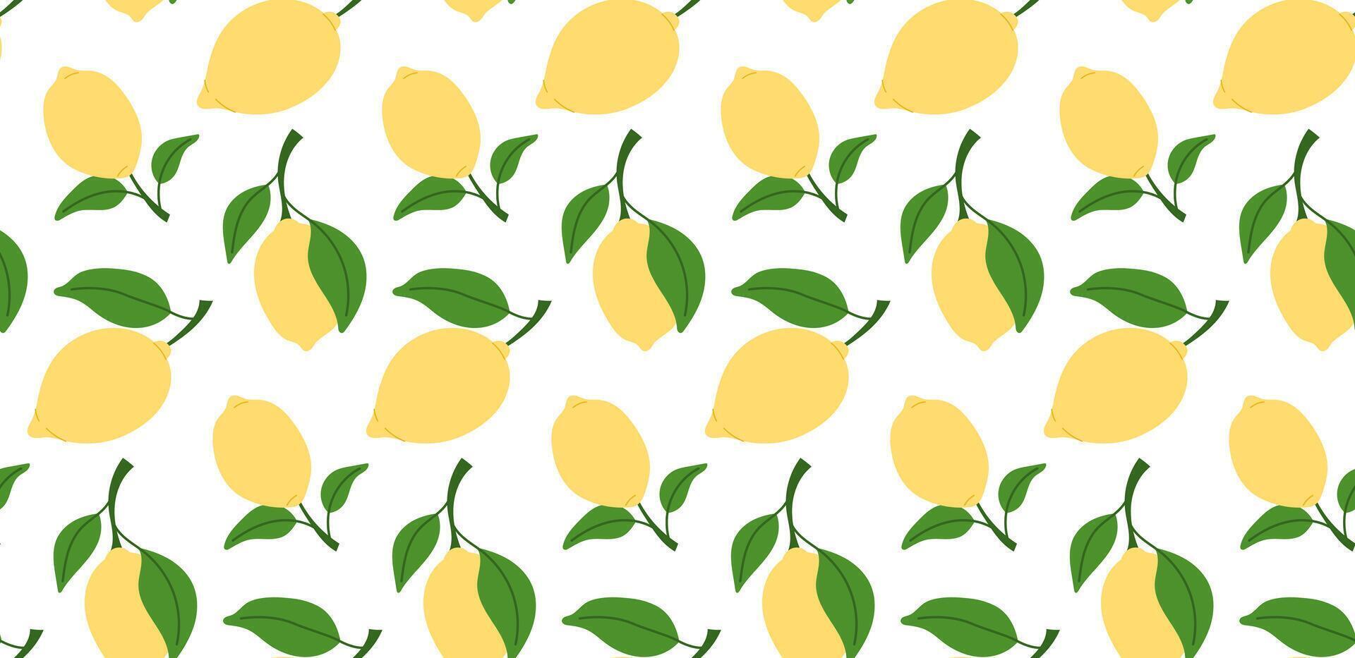 Seamless pattern with lemons and leaves. Summer pattern. illustration. vector