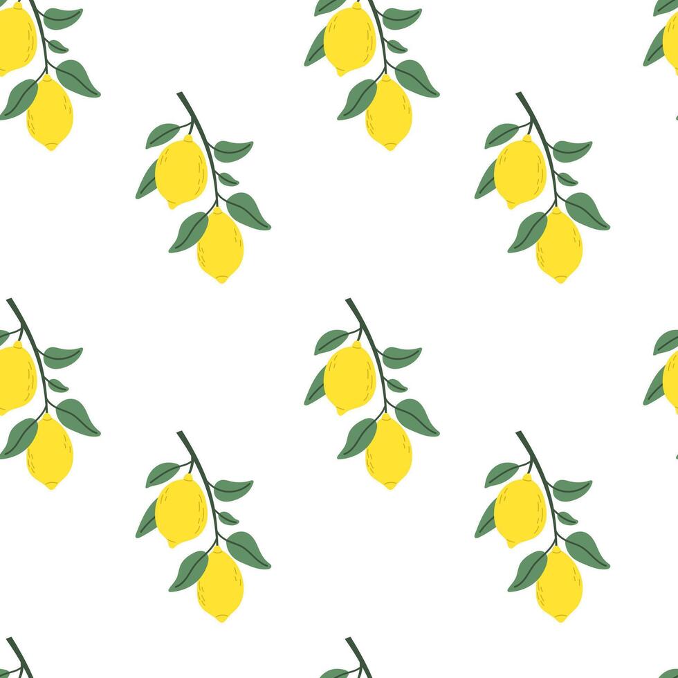 Seamless pattern with lemons on a branch. Summer pattern for fabric or wallpaper. illustration. vector