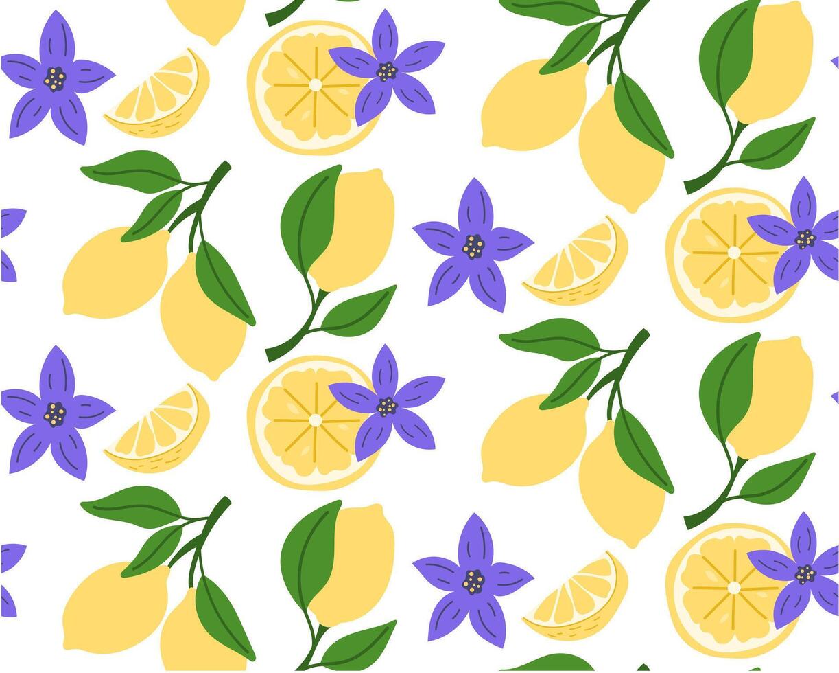 Seamless pattern with fresh citrus fruits. Summer pattern for fabric or wallpaper. illustration. vector