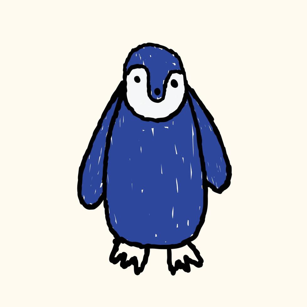 kids drawing scribble penguin illustration vector