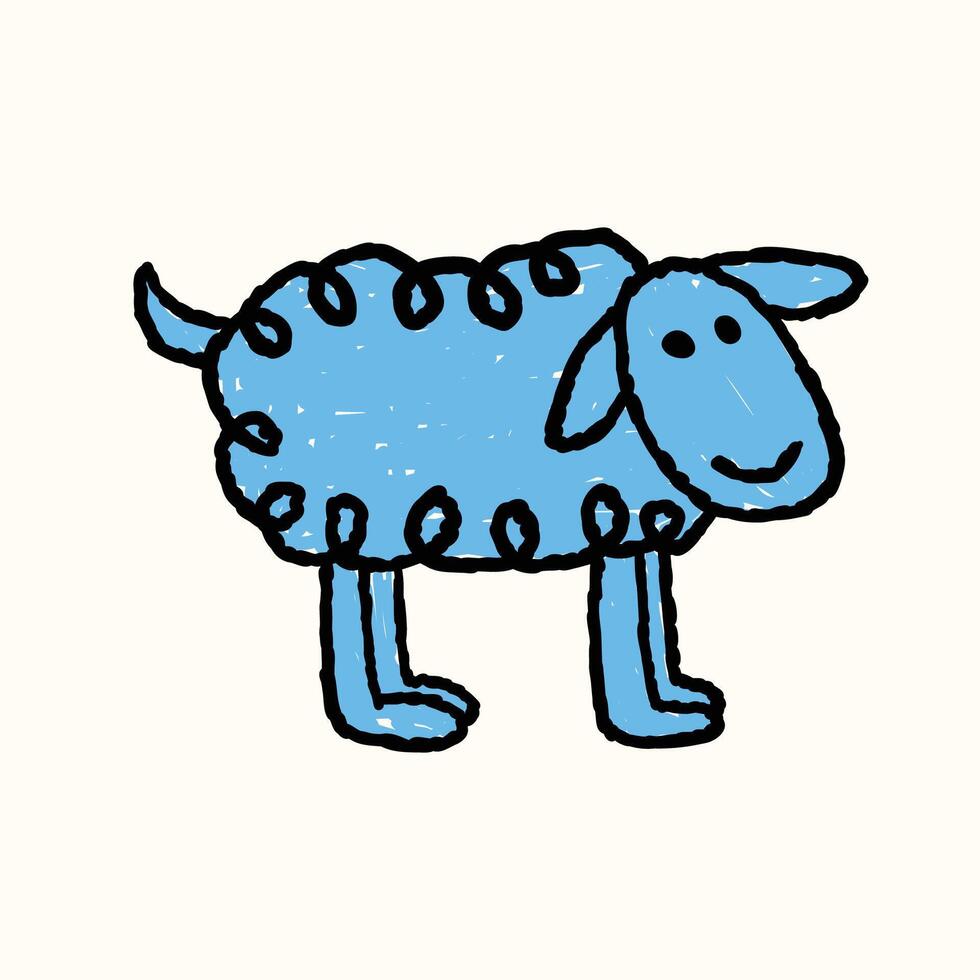 kids drawing scribble sheep illustration vector