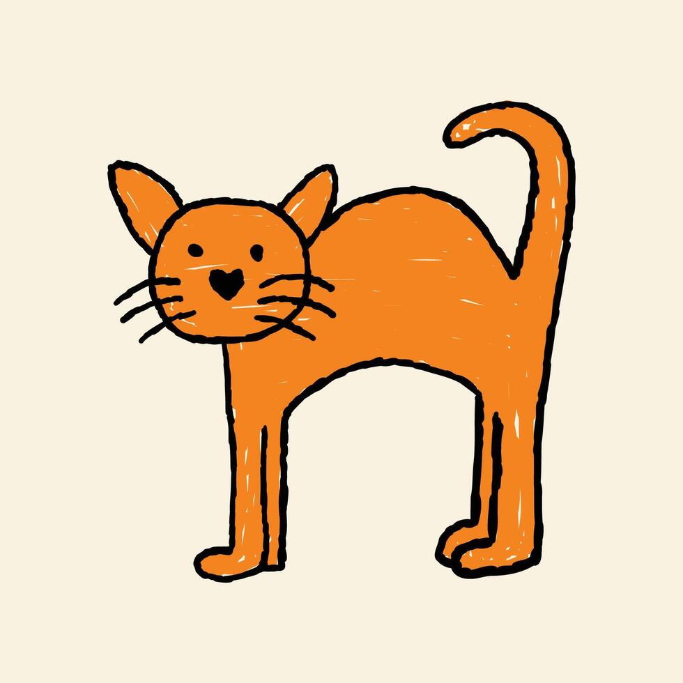 kids drawing scribble cat illustration vector