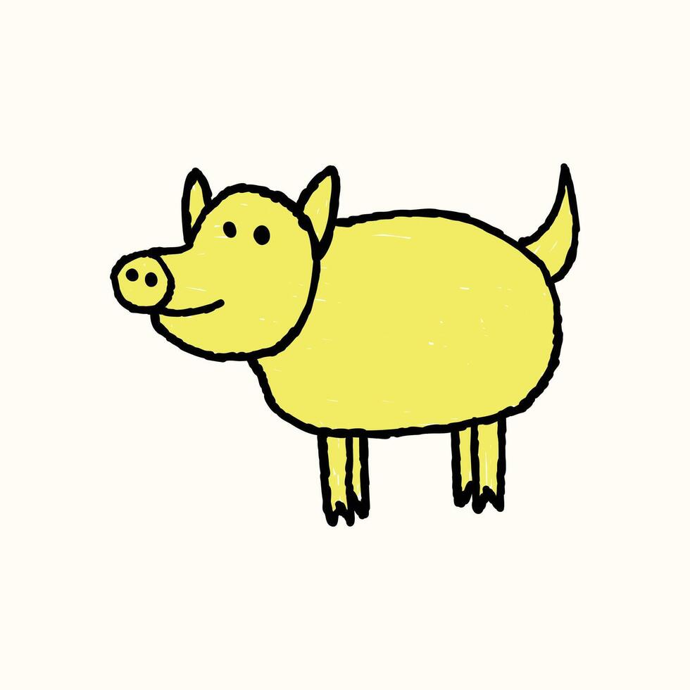 kids drawing scribble pig illustration vector
