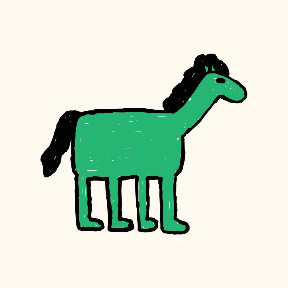 kids drawing scribble horse illustration vector