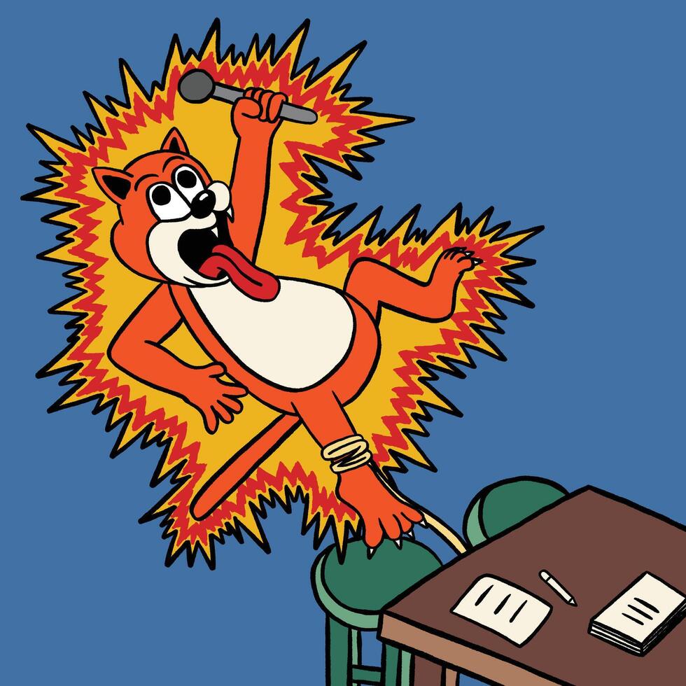 Cartoon character singing with a microphone vector