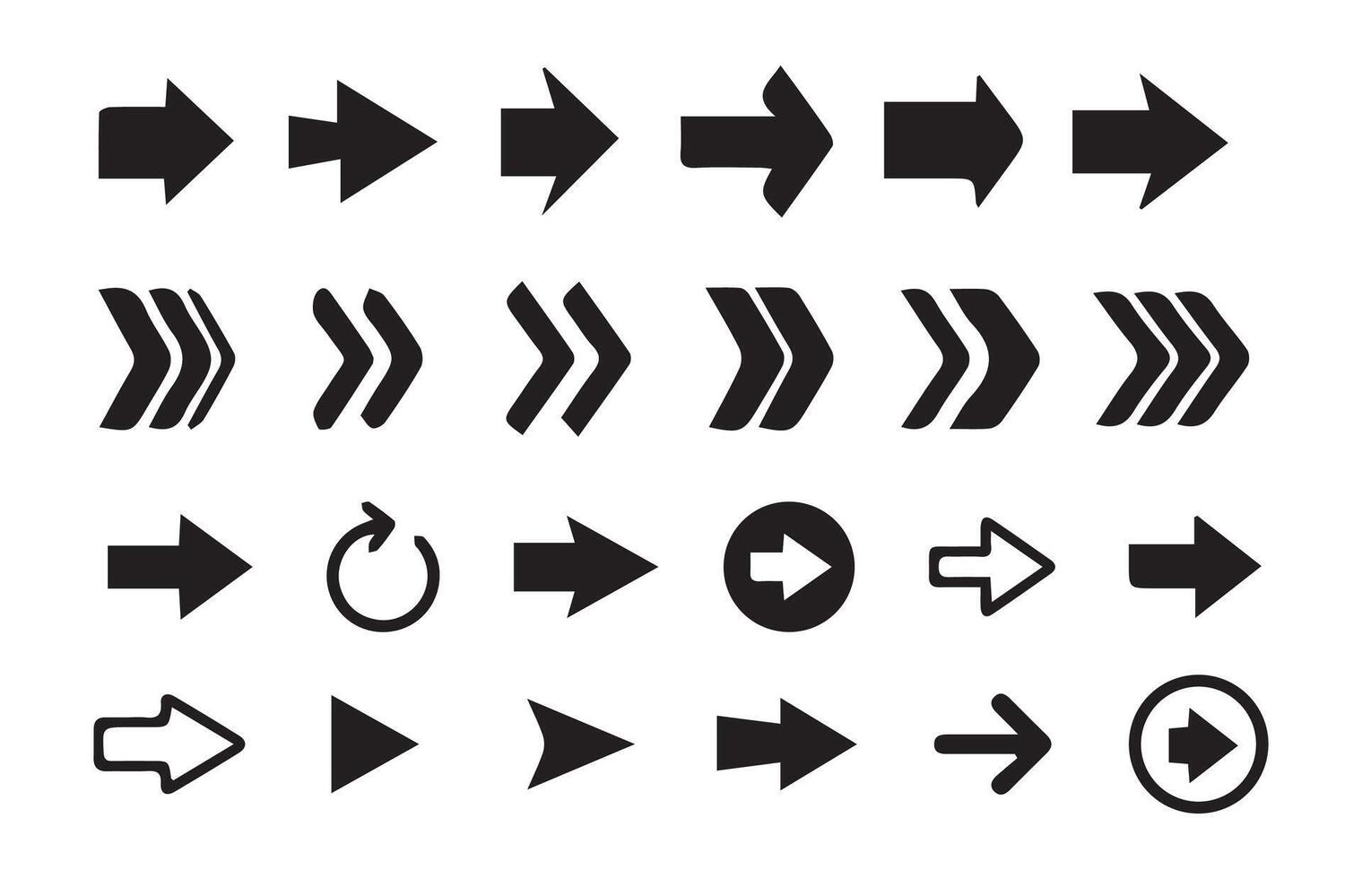 Arrow Set. Flat Black Arrows for UI and Navigation vector